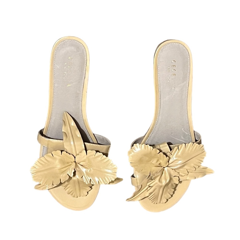 Cecelia New York Lila Hibiscus Leather Slide Sandals Sz 9